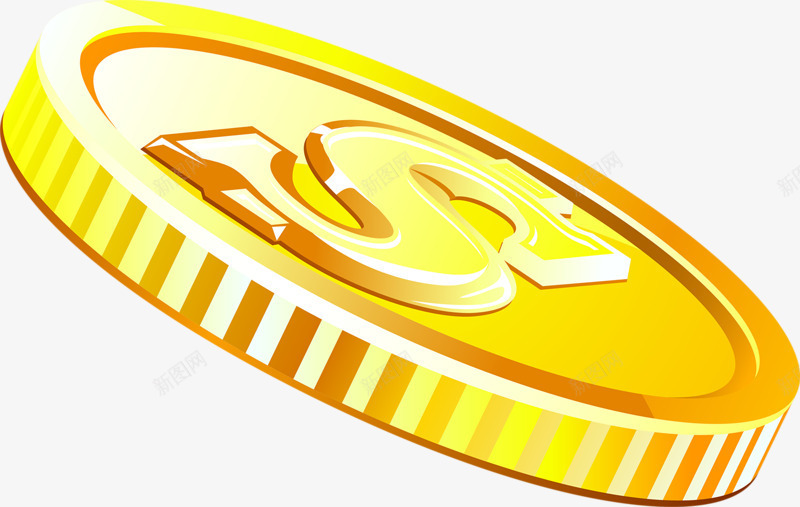一个金币png免抠素材_新图网 https://ixintu.com 手绘 漂浮 硬币 金币 金色 黄色