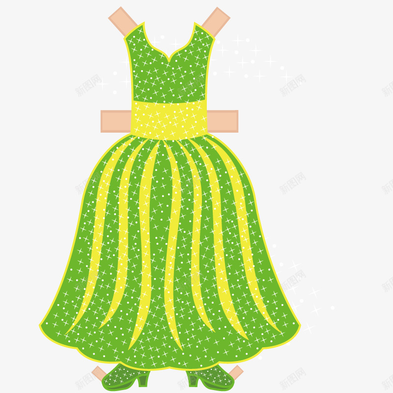 女装中长款连衣裙png免抠素材_新图网 https://ixintu.com 手绘 服装设计 款式 版型