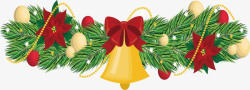 松树框金色铃铛圣诞标题框矢量图高清图片
