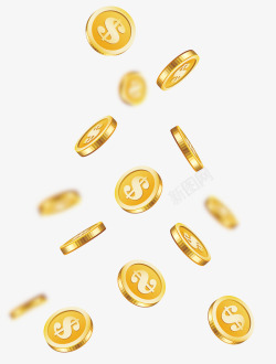 卡通漂浮的金币素材