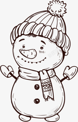 可爱的圣诞节手绘雪人矢量图素材