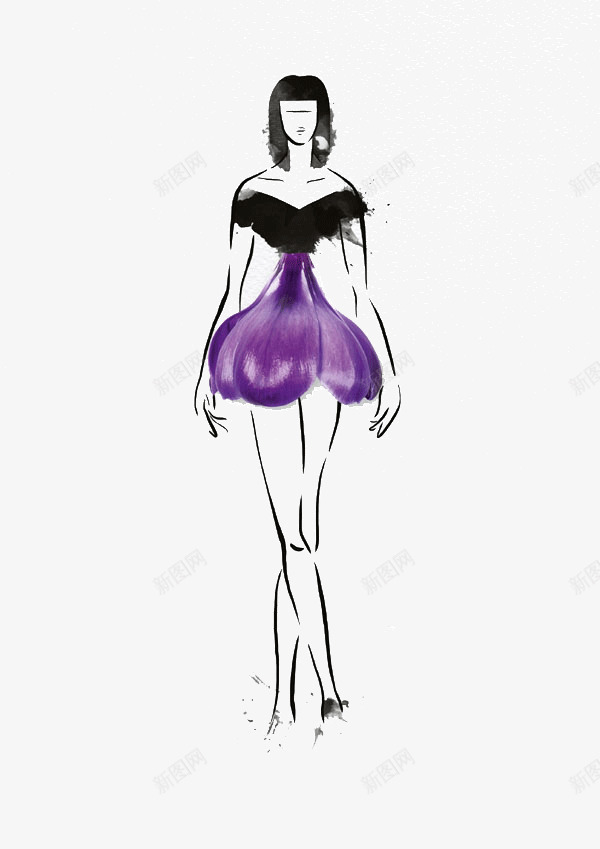 紫色时尚创意服装png免抠素材_新图网 https://ixintu.com 创意 女装 女装设计 时尚 服装艺术 服装设计 紫色花瓣 艺术