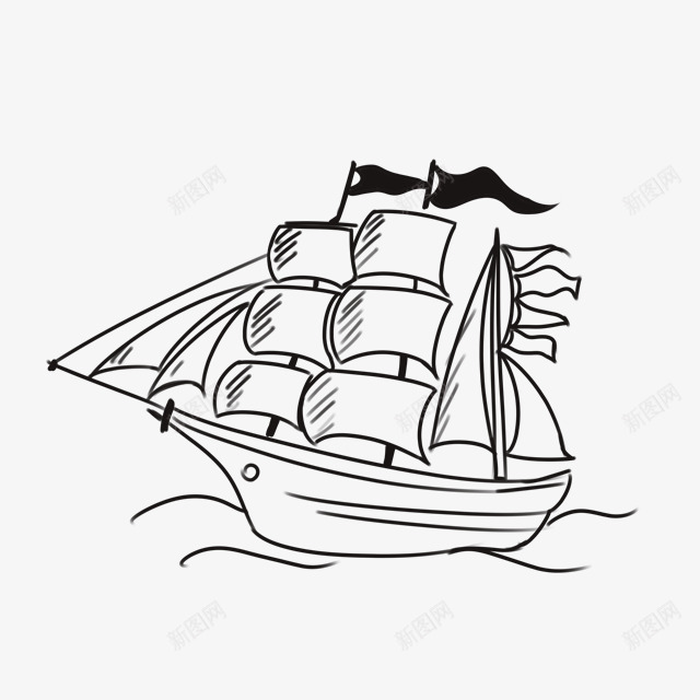 航行车帆船卡通手绘png免抠素材_新图网 https://ixintu.com 卡通 卡通帆船 帆船 航行