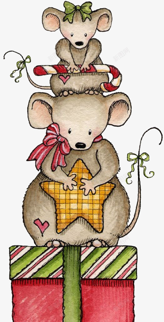 两只小老鼠png免抠素材_新图网 https://ixintu.com 创意 动物 卡通 小老鼠 手绘