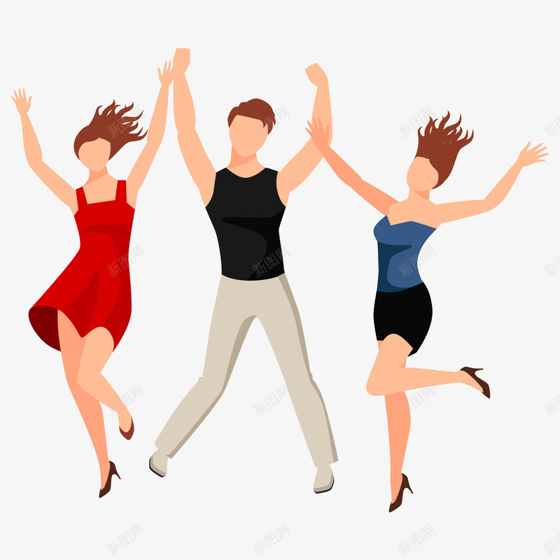 卡通版一起狂欢的男女png免抠素材_新图网 https://ixintu.com 卡通手绘 女人 狂欢 男人 装饰图 跳舞 跳跃