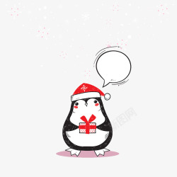 一个手绘企鹅与对话框矢量图素材