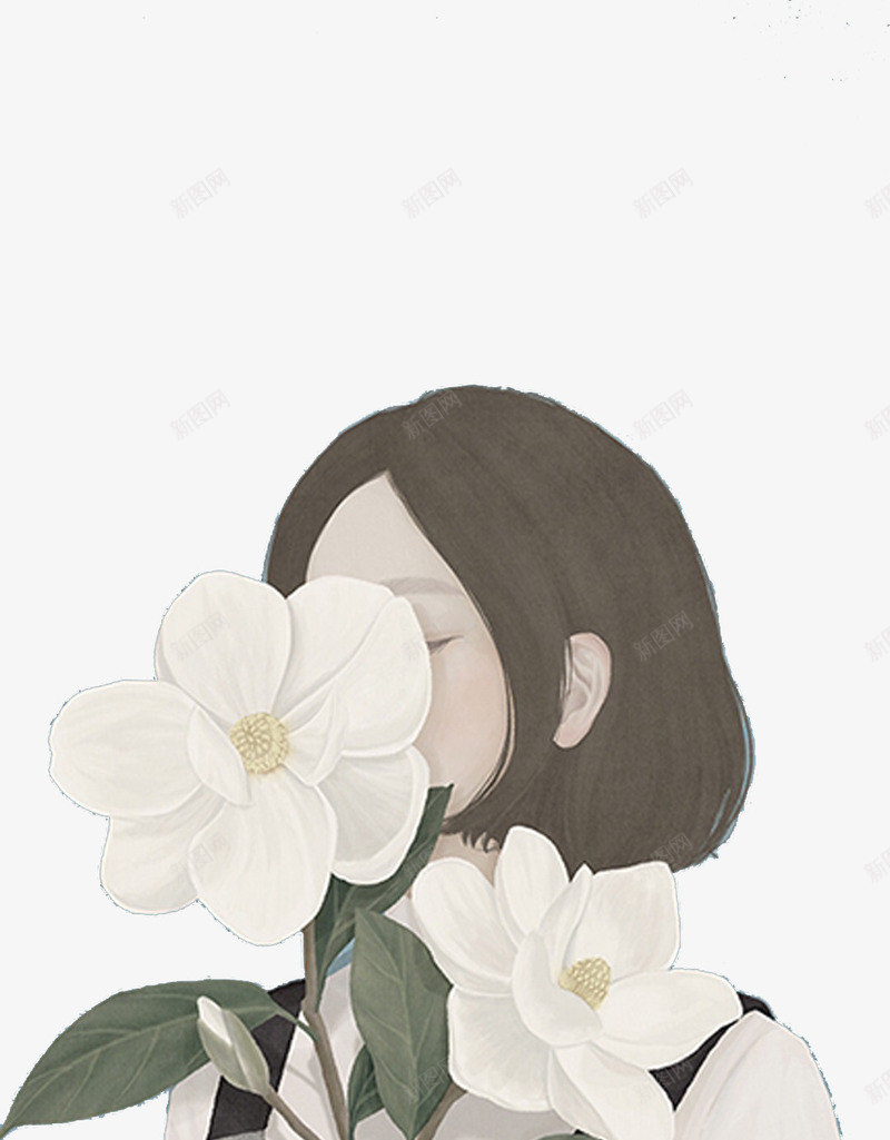 唯美手绘插画png免抠素材_新图网 https://ixintu.com 唯美 女生 小清新 手绘 插画 水彩