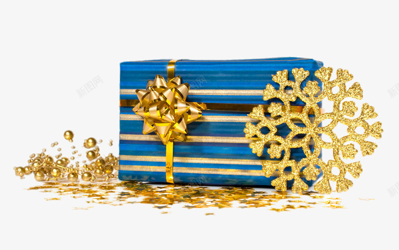 圣诞节蓝色礼盒png免抠素材_新图网 https://ixintu.com png图片素材 免费png元素 免费png素材 圣诞节元素 圣诞节蓝色礼盒 金色雪花