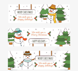 圣诞雪人和树艺术字免费素材