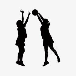 女子篮球篮球剪影高清图片