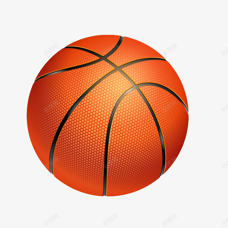 一个篮球png免抠素材_新图网 https://ixintu.com 一个 手绘 橘黄色的 简图 篮球 线条 运动 黑色的