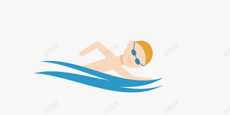 游泳的人png免抠素材_新图网 https://ixintu.com 一个 卡通 橘色 泳镜 海水 游泳 男人 蓝色