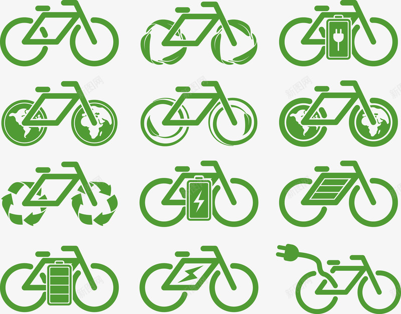 自行车绿色环保标识矢量图图标ai_新图网 https://ixintu.com 公共标识 标识 环保 绿色 自行车 矢量图