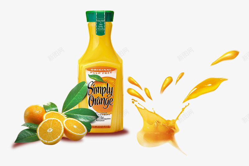鲜榨橙汁广告psd免抠素材_新图网 https://ixintu.com 切开的橙子 橙子 橙汁饮料 飞溅的橙汁