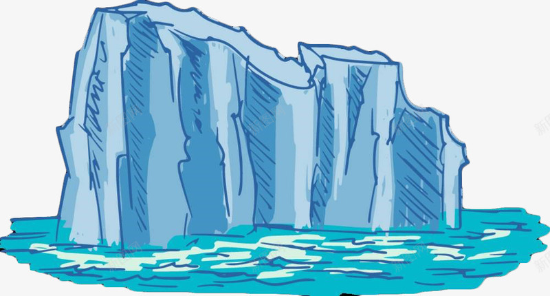 手绘海上冰山png免抠素材_新图网 https://ixintu.com 冰山 冰山一角 大海 手绘 模型 浮冰 海面 自然景观 蓝色