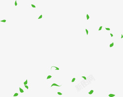 绿色卡通漂浮树叶梦幻素材