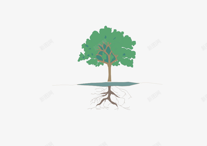 大树树根分界图png免抠素材_新图网 https://ixintu.com 分界 大树 树根 绿色