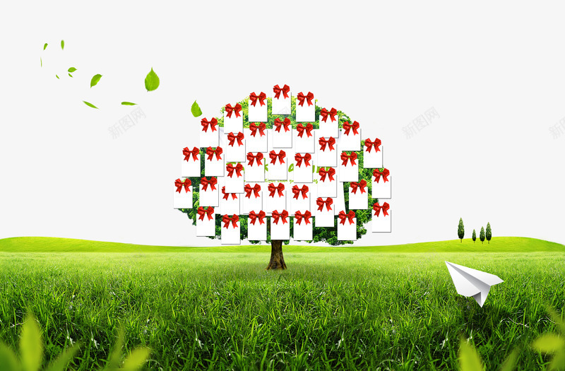韩国创意许愿树png免抠素材_新图网 https://ixintu.com png图片 免费png 免费png素材 创意 树叶 草坪 许愿树