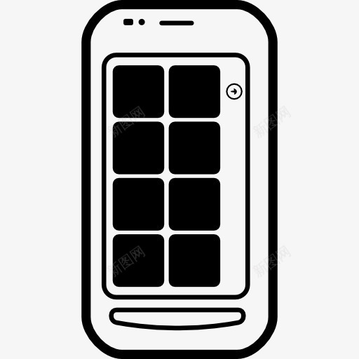 手机屏幕上的黑色方块图标png_新图网 https://ixintu.com 工具 工具和用具 广场 手机 手机屏幕展示图 电话 移动电话 通信工具 黑色