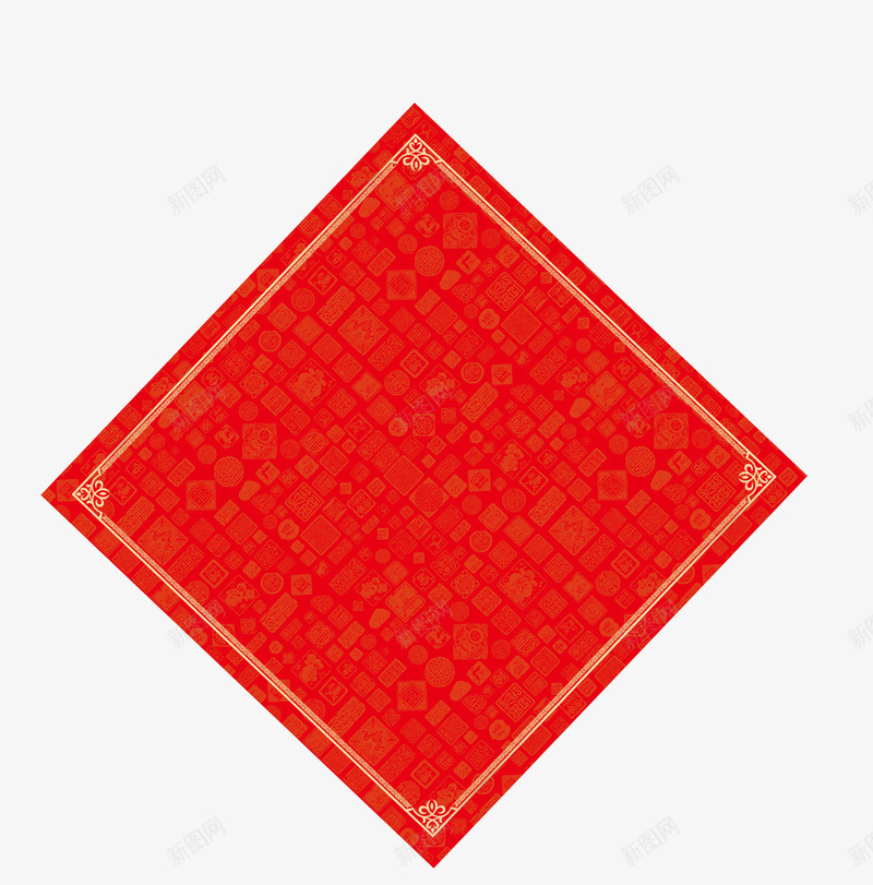 红色中国风方形墙贴png免抠素材_新图网 https://ixintu.com 中国风墙贴 新年 新春 方形墙贴 春节 装饰图案