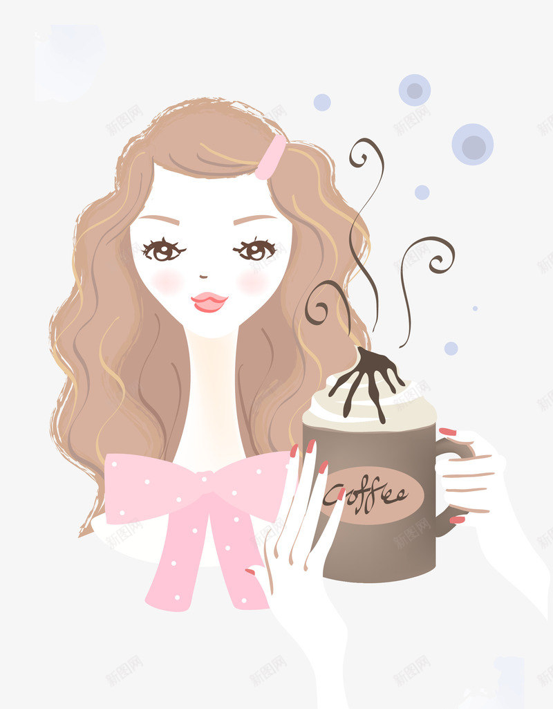 拿着咖啡的小女孩矢量图ai免抠素材_新图网 https://ixintu.com 咖啡 手绘人物 美女 饮品 矢量图