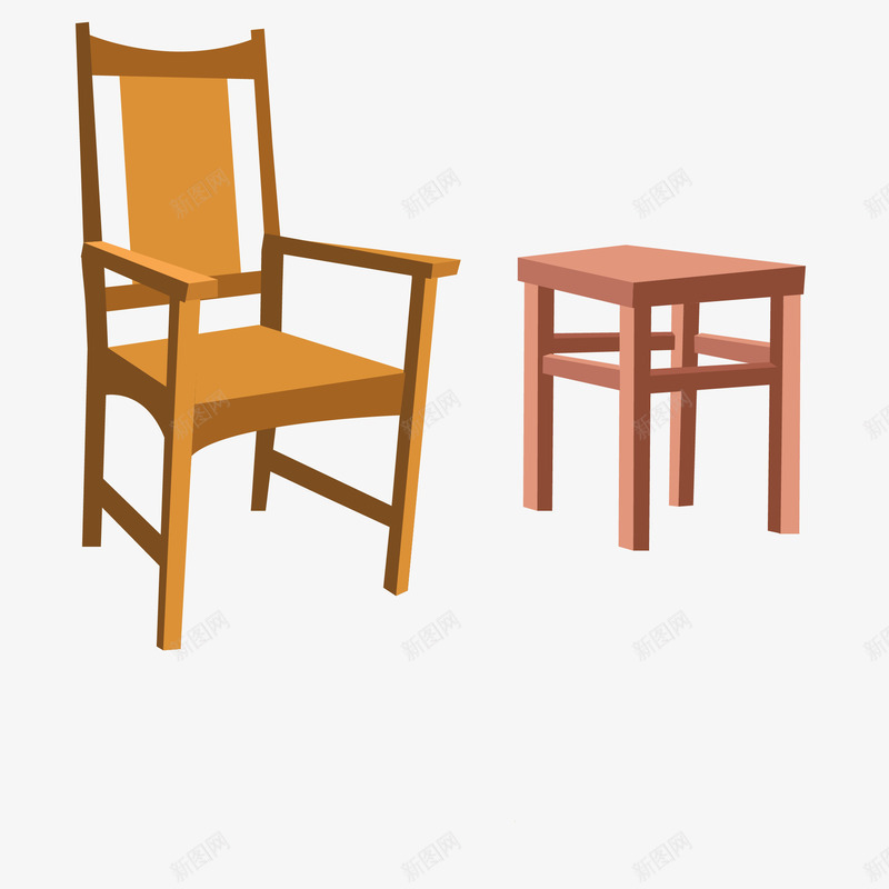 褐色实木板凳png免抠素材_新图网 https://ixintu.com 实木 家具 板凳 椅子 褐色