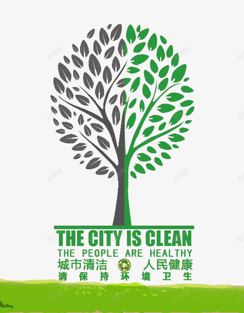 城市污染与绿化png免抠素材_新图网 https://ixintu.com 保护地球 保护环境 环保 绿化 绿色