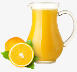 水果壶橙子和橙汁手绘图高清图片
