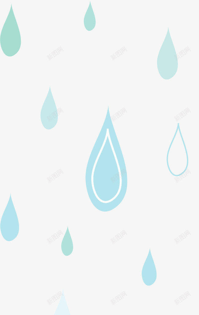蓝色雨滴漂浮png免抠素材_新图网 https://ixintu.com AI 卡通 手绘 水滴 漂浮 线条 蓝色 雨滴