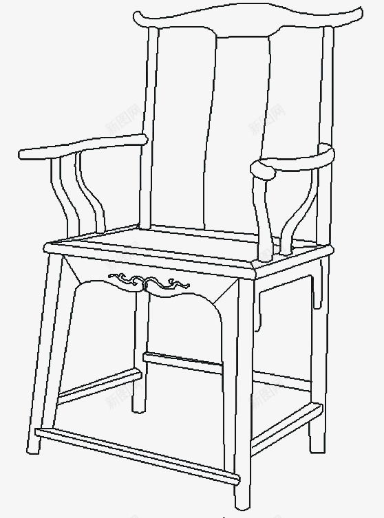 椅子线描稿png免抠素材_新图网 https://ixintu.com 免费下载 坐位 坐席 座位 椅子 竹筏 线描 线框图 线稿