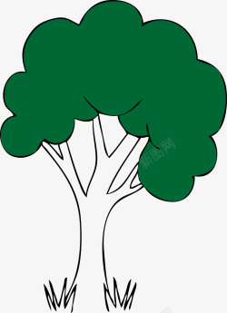 卡通可爱绿色大树素材