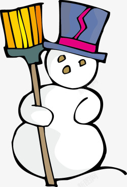 拿扫帚的雪人圣诞雪人高清图片