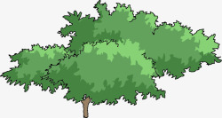 手绘绿色夏季植物大树素材