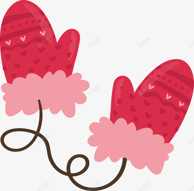 粉红色的暖冬手套矢量图ai免抠素材_新图网 https://ixintu.com 保暖手套 手套 暖冬 矢量png 粉红色 粉色手套 矢量图