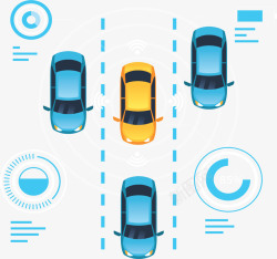 智能辅助驾驶科技感人工智能汽车矢量图高清图片