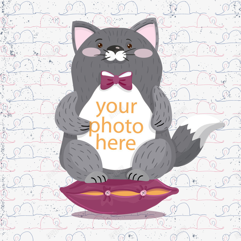 可爱灰色猫咪png免抠素材_新图网 https://ixintu.com 宠物 手绘动物 灰色猫 猫咪 老鼠背景