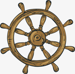 舵轮棕色木质船舵轮盘高清图片