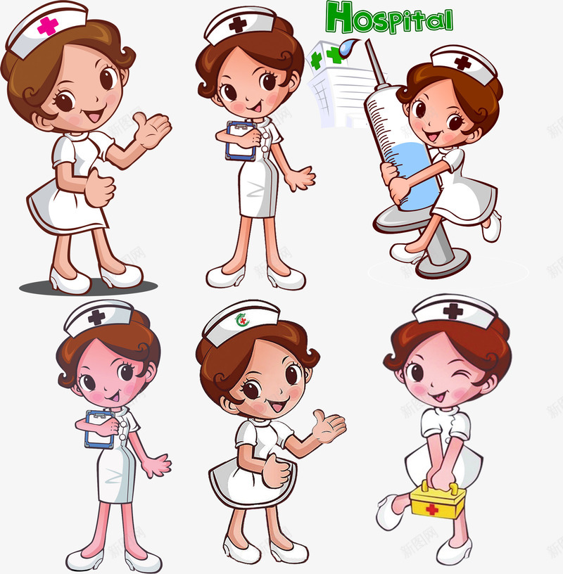 卡通人物护士png免抠素材_新图网 https://ixintu.com 人物 卡通 卡通人物 护士 插画