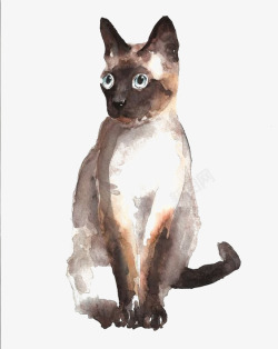 手绘水彩猫素材