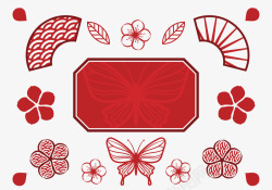 红扇子中式装饰高清图片