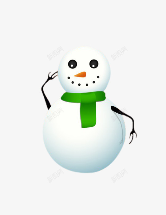 卡通雪人png免抠素材_新图网 https://ixintu.com 圣诞节 圣诞雪人图片 圣诞雪人素材库 挠头 绿色围巾 雪娃娃
