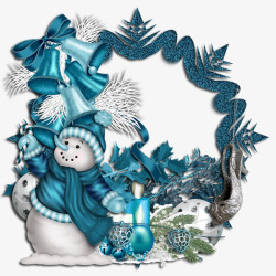 蓝色圣诞装饰边框素材
