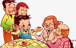 围着桌子漫画一家人围着桌子吃年夜饭高清图片