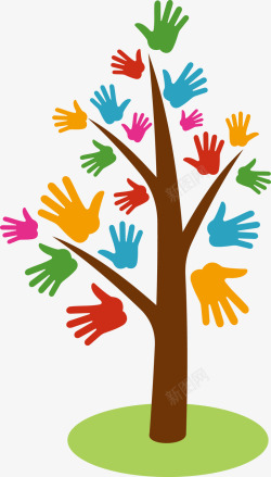 手掌大树创意彩色手掌大树矢量图高清图片
