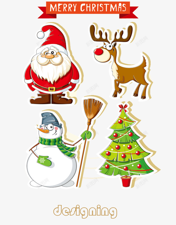 4款卡通圣诞贴纸png免抠素材_新图网 https://ixintu.com png 卡通 卡通图片 圣诞树 圣诞老人 圣诞节 圣诞节图片 雪人 麋鹿