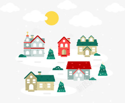 冬天可爱小房子素材