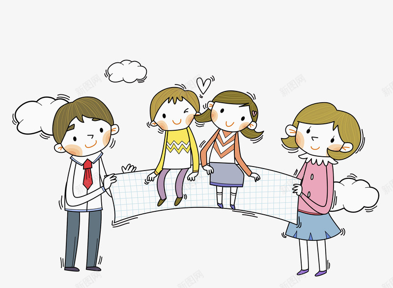 坐着的女孩png免抠素材_新图网 https://ixintu.com 一家人 云彩 卡通 可爱的 坐着的小朋友 条幅 温馨的 男人