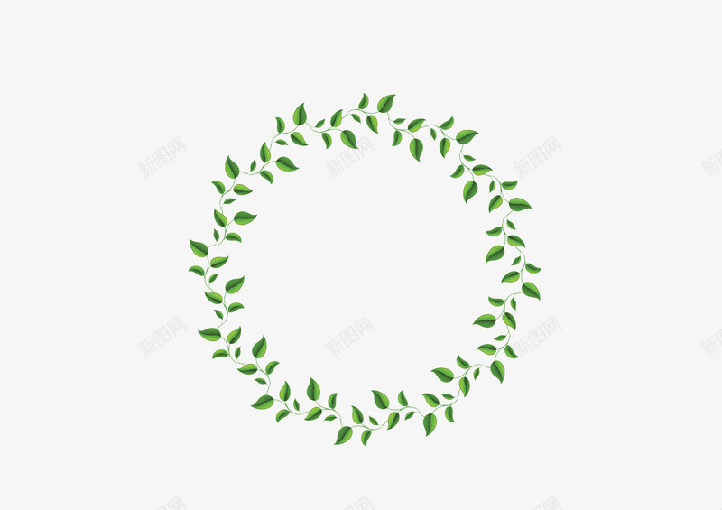 树叶圆环边框png免抠素材_新图网 https://ixintu.com 圆形 树叶 植物 绿色 边框