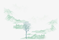 海报题材冬日山水小树背景高清图片