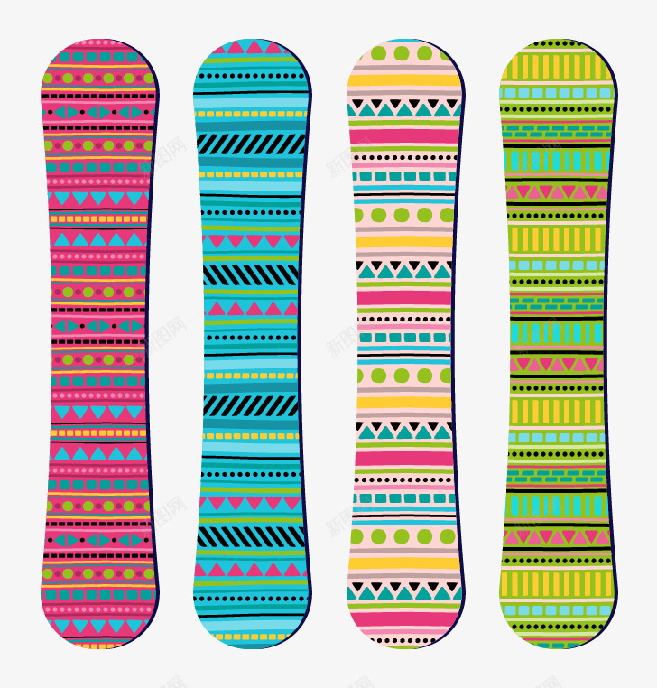 彩色几何色块滑雪板png免抠素材_新图网 https://ixintu.com 冬季运动 彩色滑雪板 滑雪装备 矢量素材